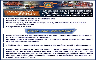 1º Curso de Conhecimento e Técnicas de Investigação Científica em Defesa Civil